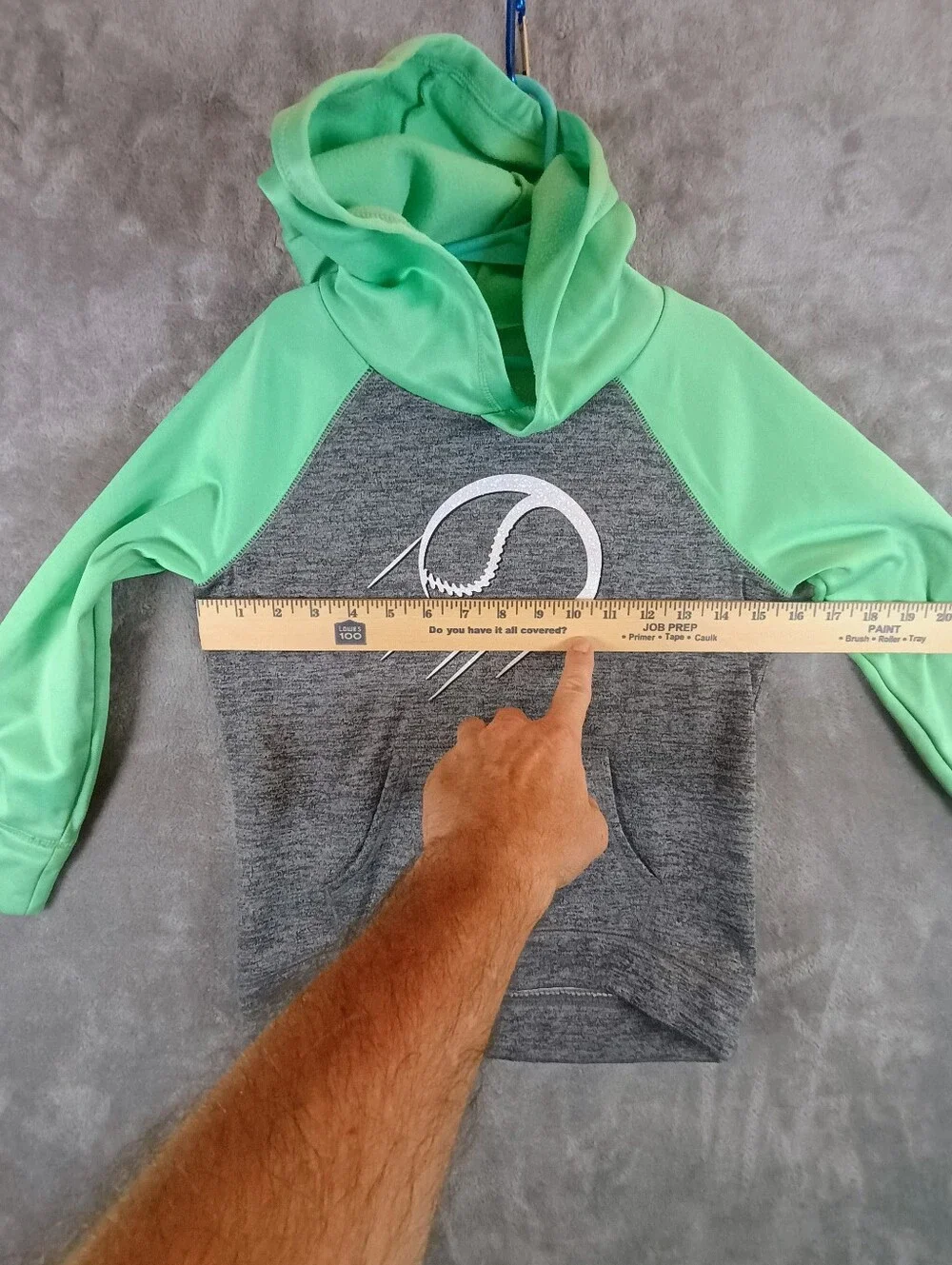 *Stains* Girls Justice Green and Gray Softball Hoodie Size 7